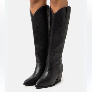 Madden Girl - Black Western Heeled Boots - vegan leather - size 8.5